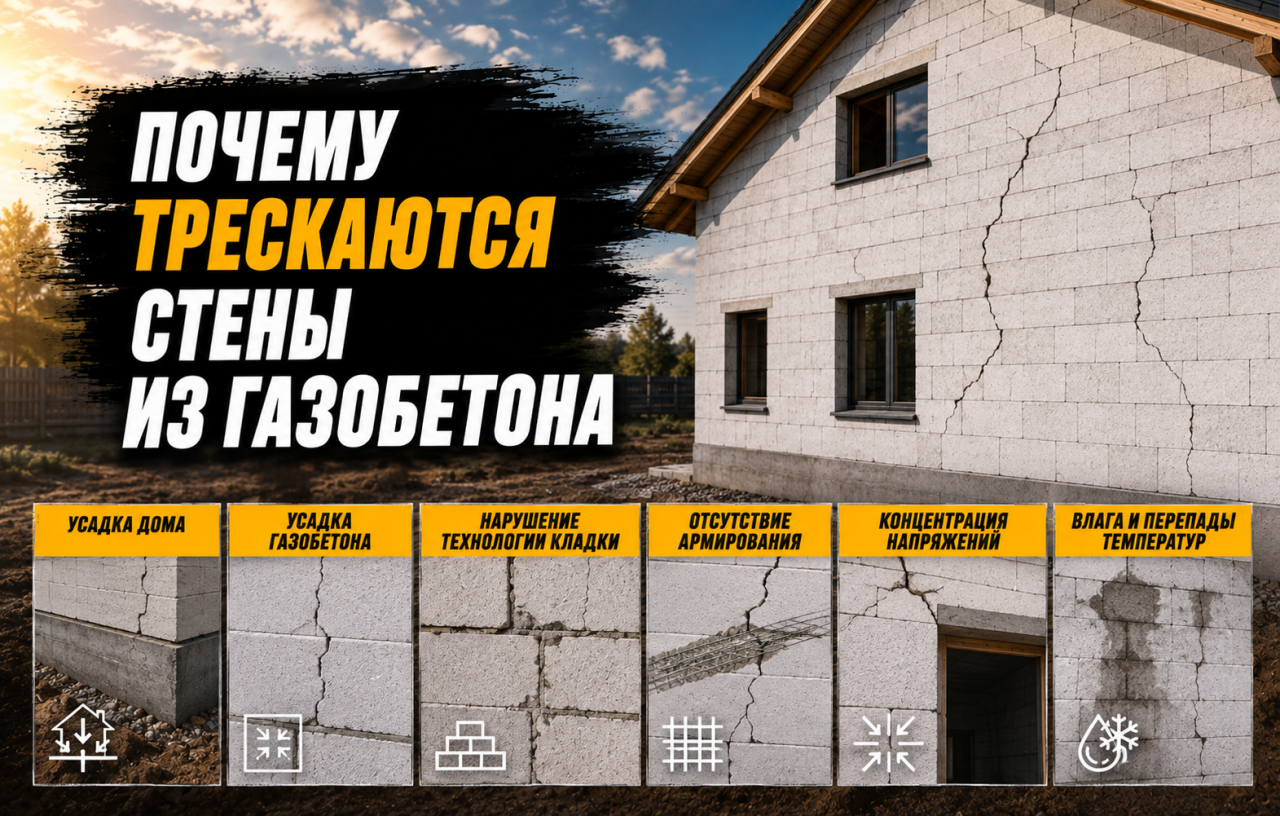 Почему трескаются стены из газобетона. Пять главных причин и как их избежать